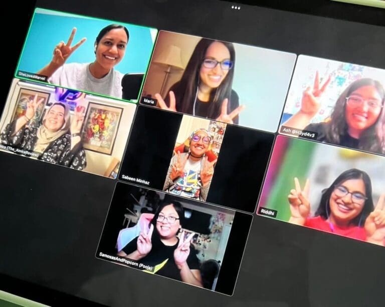 seven ladies in a Zoom call