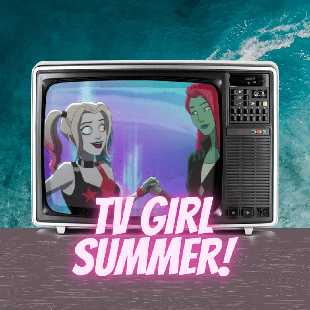 Harley Quinn animated version in a TV screen