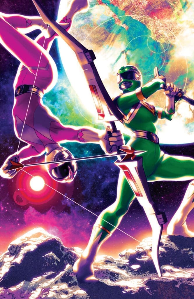 Mighty Morphin Power Rangers: The Return, Written by Amy Jo Johnson & Matt Hotson. Illustrated by Nico Leon. Colored by Dono Sanchez-Almara. Lettered by Ed Dukeshire. From BOOM! STUDIOS