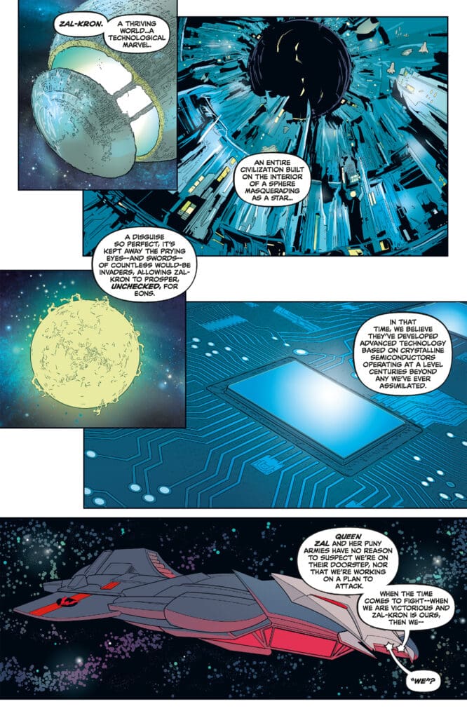Story by TIM SHERIDAN, ROB DAVID, AND TED BIASELLI Script by TIM SHERIDAN Pencils by DANIEL HDR Inks by KEITH CHAMPAGNE Color Art by BRAD SIMPSON Letters by AND WORLD DESIGN