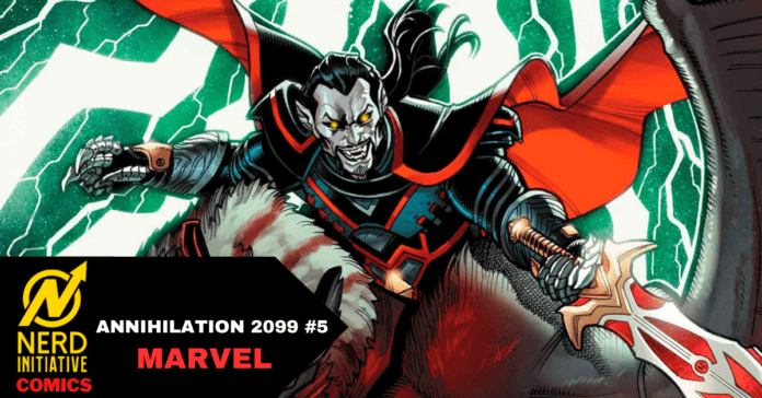 Cover of MARVEL's Annihilation 2099 featuring Dracula 2099 on a Darkhawk.