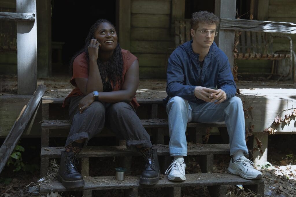 Danielle Brooks and Freddie Stroma as Leota Adebayo and Vigilante/Adrian Chase in PEACEMAKER Season 2, Episode 5. Photograph by Jessica Miglio/HBO Max.