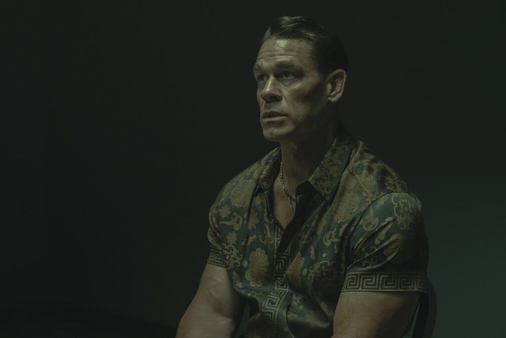 John Cena as Peacemaker in PEACEMAKER Season 2, Episode 5. Photograph by Jessica Miglio/HBO Max.