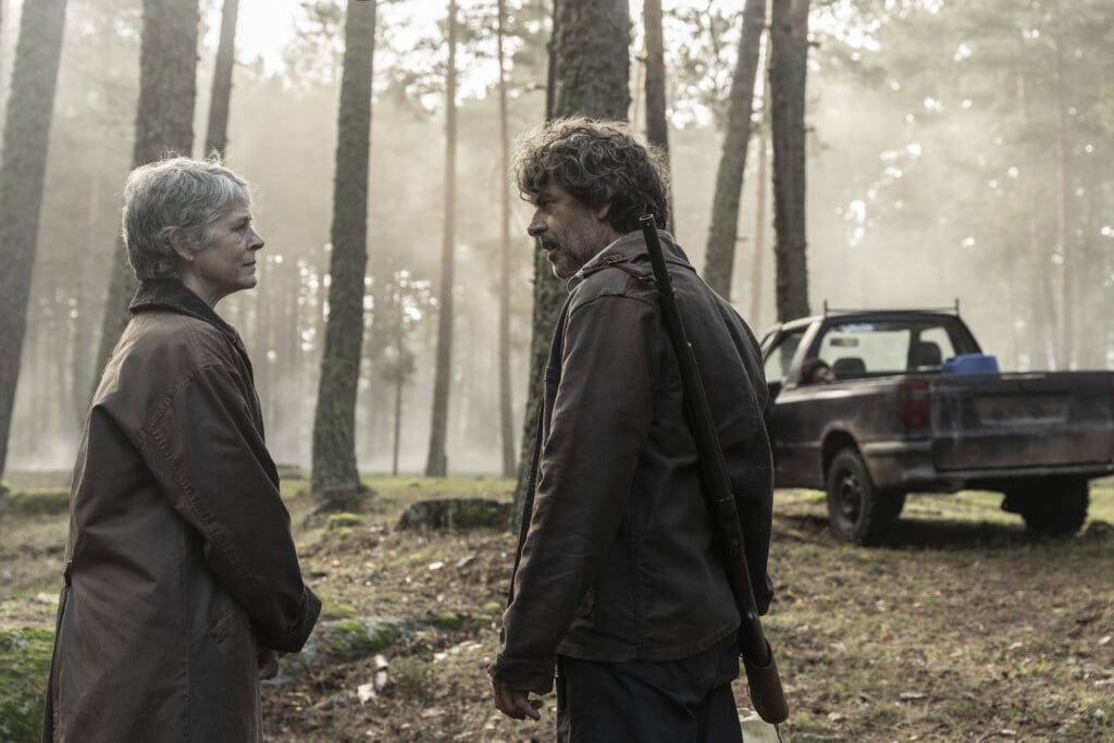 Eduardo Noriega as Antonio, Melissa McBride as Carol Peletier - The Walking Dead: Daryl Dixon _ Season 3, Episode 5 - Photo Credit: Carla Oset/AMC.