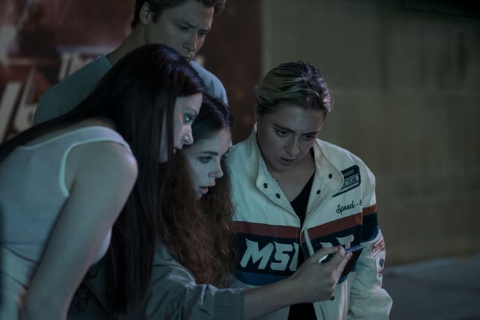 Jessica Clement (Harper), Stephen Kalyn (Greg), Georgie Murphy (Ally), Lizze Broadway (Emma Meyer). Gen V Season 2, Episode 4. Image by Amazon Content Services LLC, Courtesy of Prime.