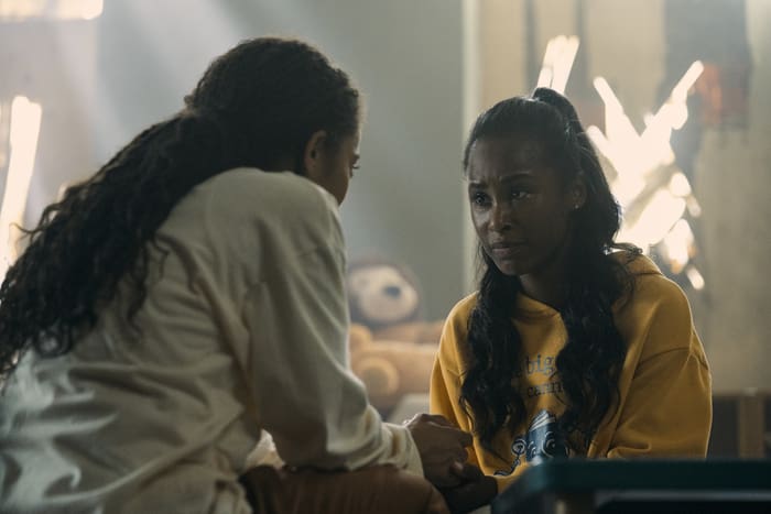 Jaz Sinclair (Marie Moreau), Keeya King (Annabeth Moreau). Gen V Season 2, Episode 6. Photo Credit: Jasper Savage/Prime Copyright: Amazon Content Services LLC.