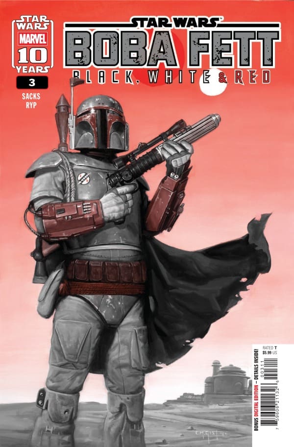 STAR WARS: Boba Fett - Black, White & Red #3 Cover. Image by Marvel Comics.