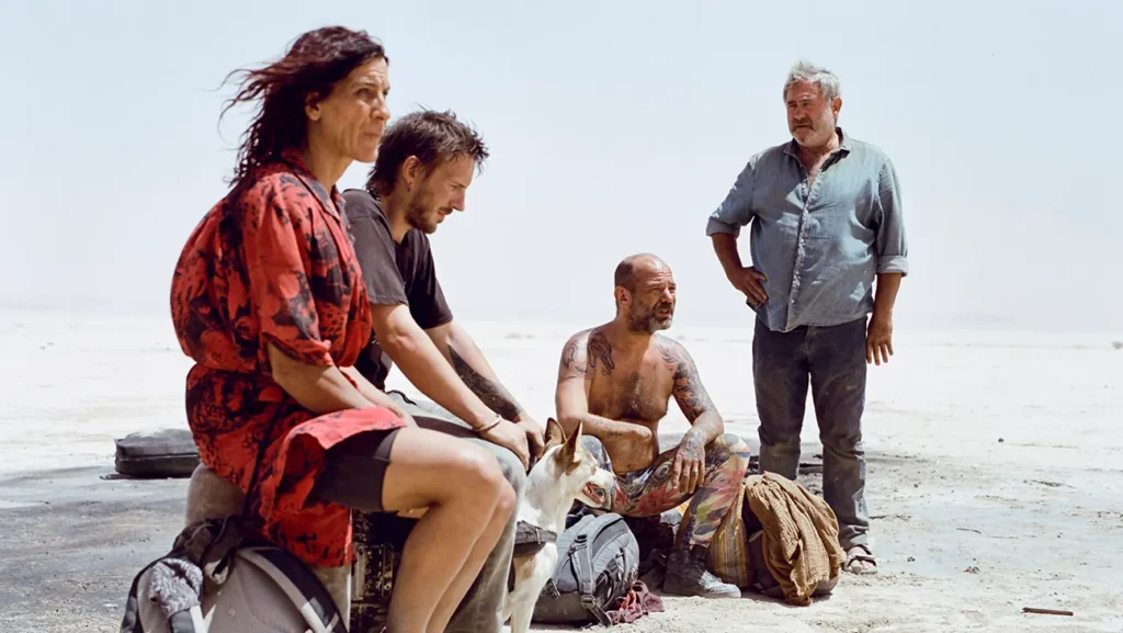 Sergi López, Joshua Liam Herderson, Stefania Gadda, and Richard 'Bigui' Bellamy in 'Sirât.' Courtesy of Neon.