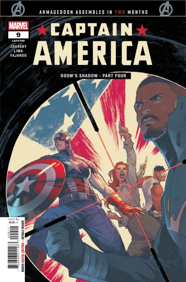 Captain America #9 cover from Valerio Schiti and Frank Martin. Image from Marvel Comics