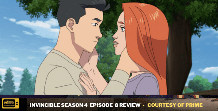 Animated man and woman face each other, hands resting on each other's chests, in a sunny park setting.