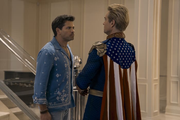 Misha Collins (Malchemical), Antony Starr (Homelander) Photo Credit: Jasper Savage/Prime Copyright: © Amazon Content Services LLC