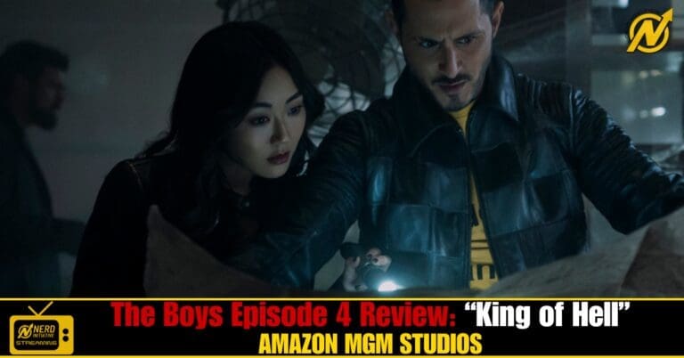 Two people bend over a glowing map, using a flashlight in a dark room, as a bold video thumbnail banner runs across the bottom of the image.