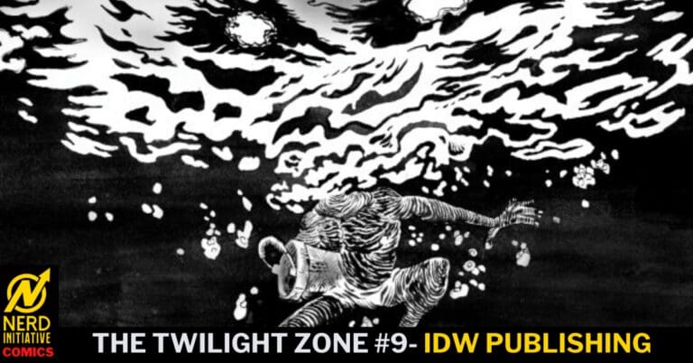 Comic cover for The Twilight Zone #9 by IDW Publishing, featuring a person in a diving suit falling through dark water with white waves above.
