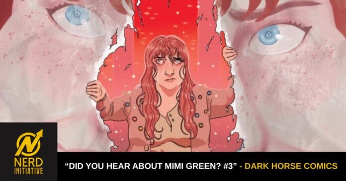 Comic cover: red‑haired woman tearing through a pink wall, with giant eyes in the background and Nerd Initiative branding at the bottom.