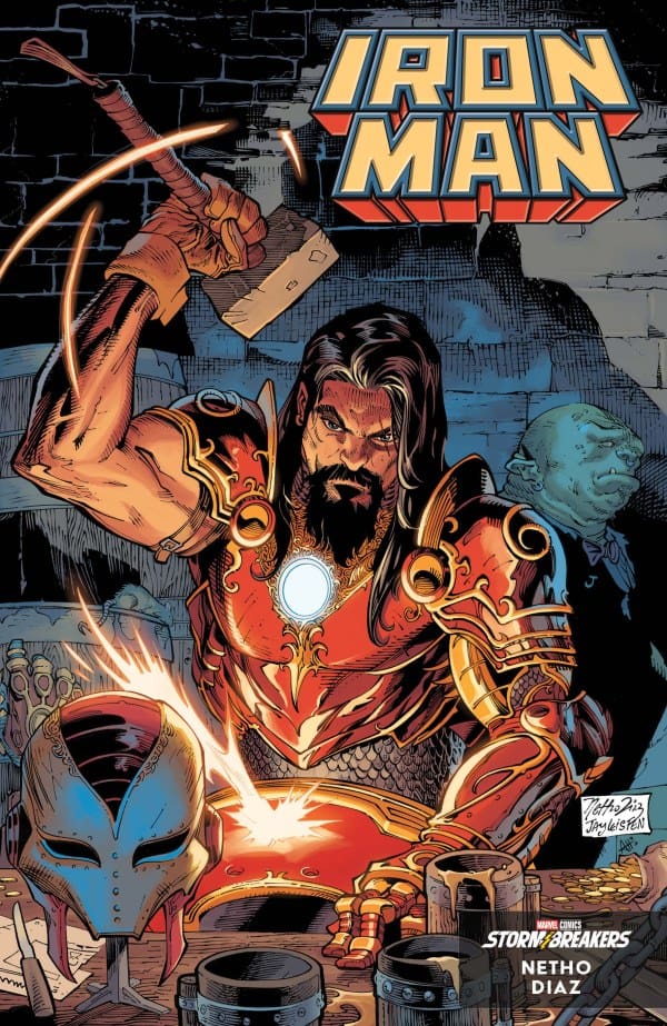 Variant Cover of Iron Man #8 by artists Netho Diaz, Jay Leisten, and Arthur Helsi from Marvel Comics.