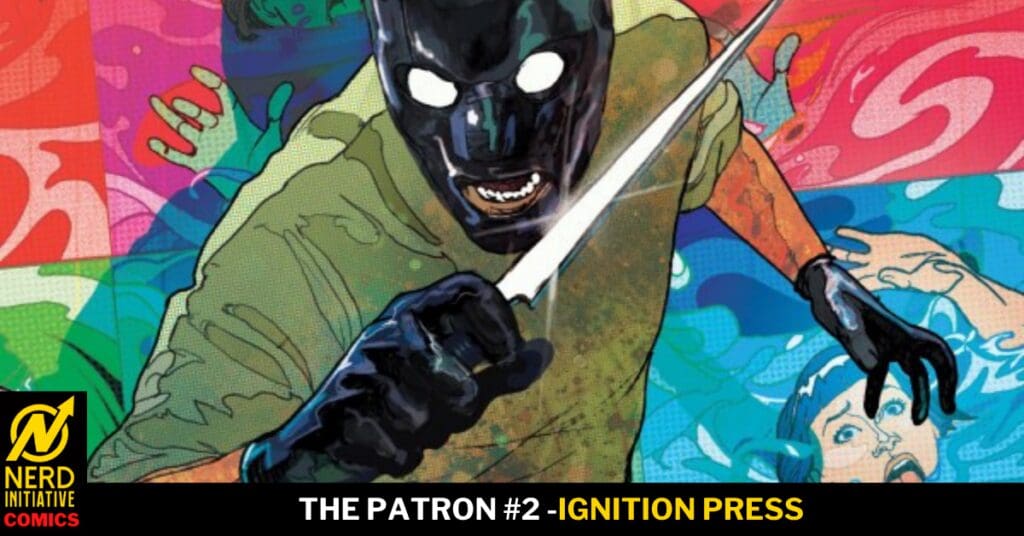 Comic cover featuring a masked figure with knife.
